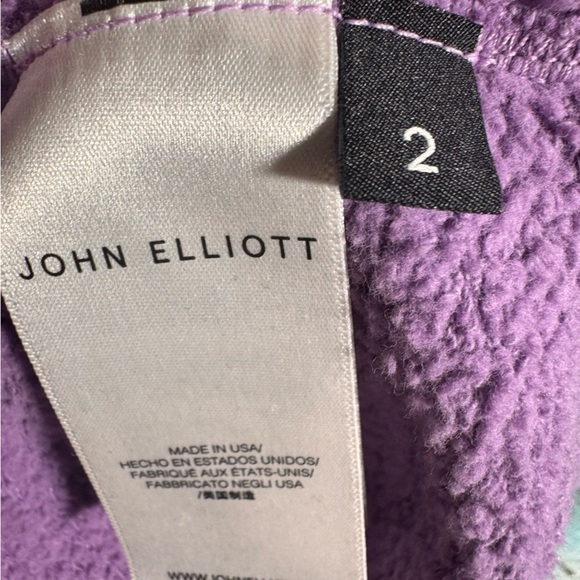 John Elliott Purple Cropped Vintage Fleece Hoodie Size 2 = Medium - Picture 14 of 16